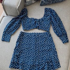 For Love And Lemons Navy Polka Dot Ensemble